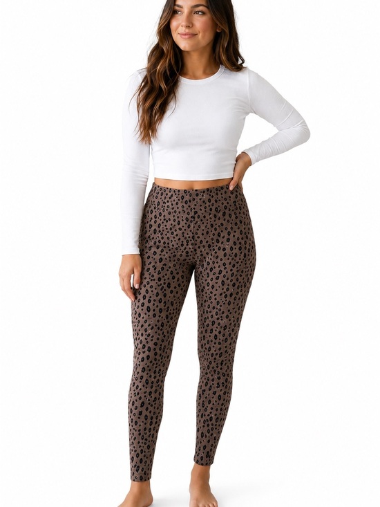 Urban Diction Pants - Urban Diction Leopard Print High-Waist Leggings in Brown NEW XL